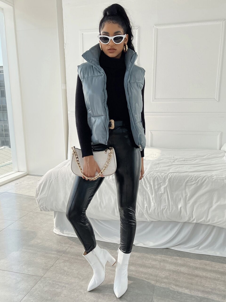 Sleeveless Zip Up Padded Padded Coat Clothes Winter