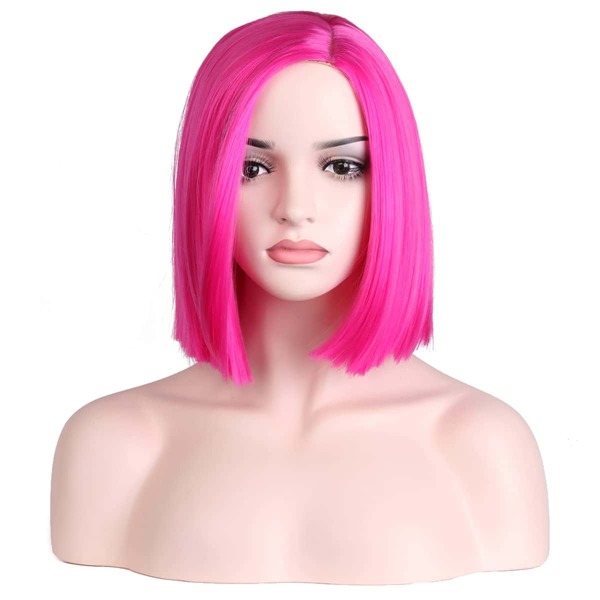 

Short Straight Synthetic Wig, Hot pink