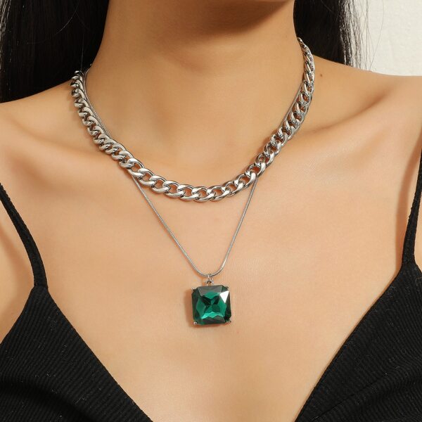

2pcs Chain Necklace, Silver