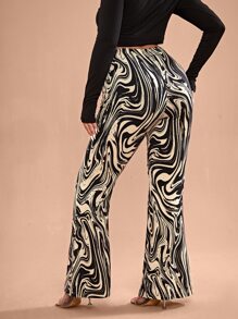 SHEIN SXY Pantalones acampanados con estampado de mármol - Multicolor - Ver 1
