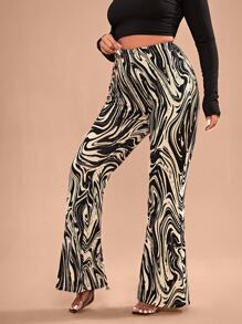 SHEIN SXY Pantalones acampanados con estampado de mármol - Multicolor - Ver 2