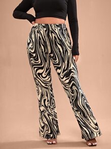 SHEIN SXY Pantalones acampanados con estampado de mármol - Multicolor - Ver 4