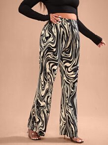 SHEIN SXY Pantalones acampanados con estampado de mármol - Multicolor - Ver 5