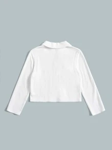 SHEIN Girls Polo Neck Tee - White - View 2