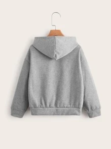 SHEIN 青少年女孩標語圖案袋鼠口袋保暖連帽衫