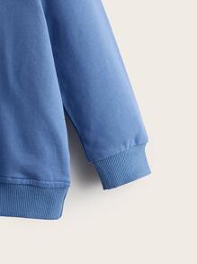 Áo nỉ bé trai Hoạt hình Lá thư Giải trí - Màu xanh lam - Xem 3