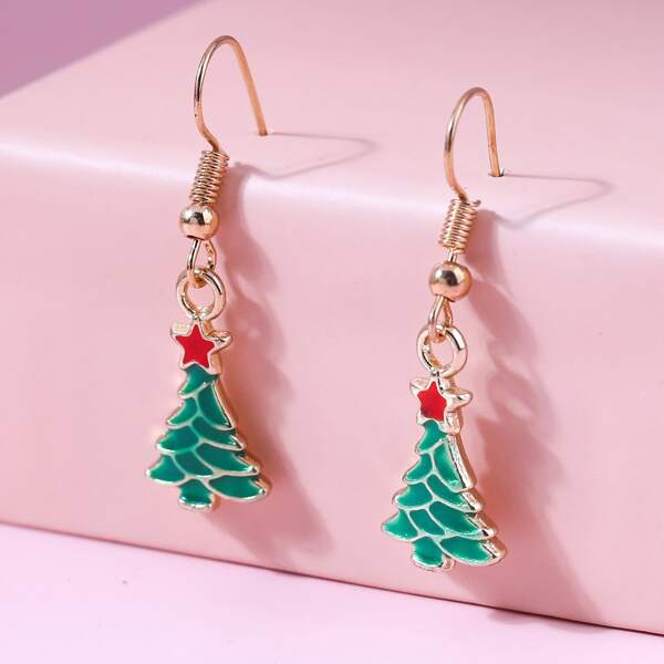 

Christmas Tree Drop Earrings, Multicolor