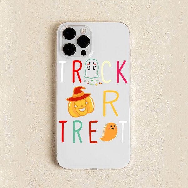 

Halloween Cartoon Graphic Clear Phone Case, Multicolor