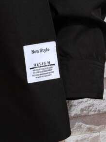 Manfinity Hombres 1 pieza Camisa con estampado de guingán con botón delantero - Blanco y Negro - Ver 6