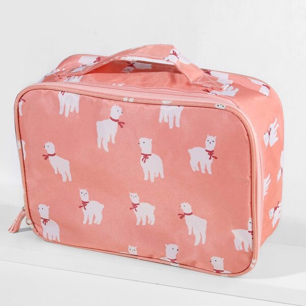 

Cartoon Alpaca Pattern Makeup Bag, Pink