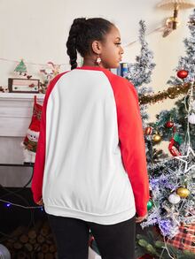 SHEIN Sudadera con estampado de Navidad de manga raglán - Multicolor - Ver 2