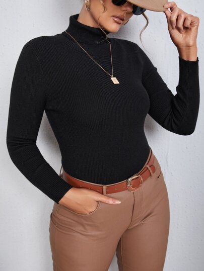 مقاس كبير كنزة صوف ياقة دائري محبوك مضلع