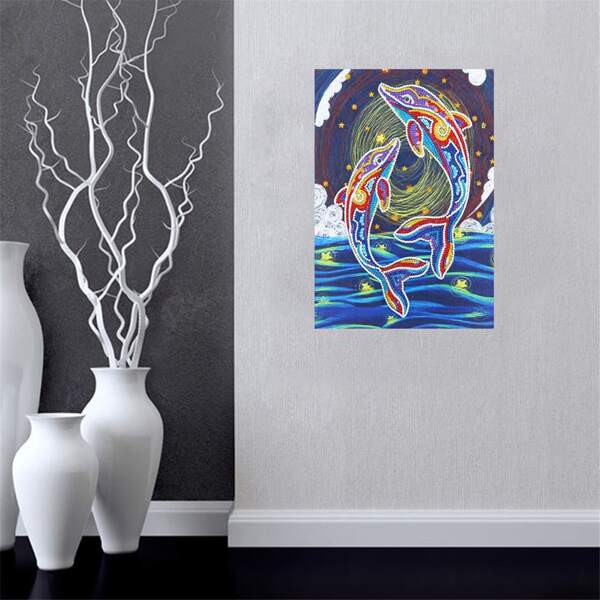 

Dolphin Pattern DIY Diamond Painting Without Frame, Multicolor