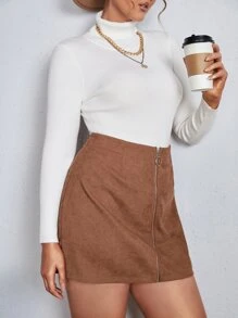 SHEIN Clasi Plus Solid Turtleneck Skinny Jumper - White - View 4