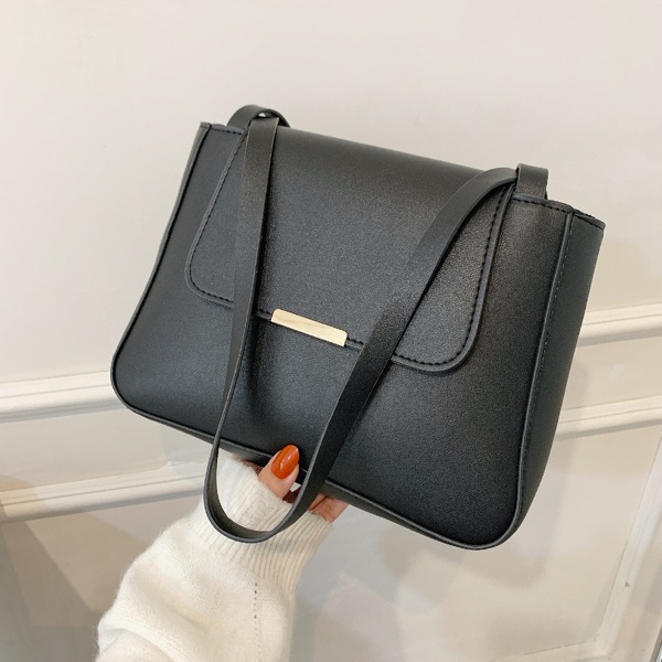 

Metal Detail Flap Square Bag, Black