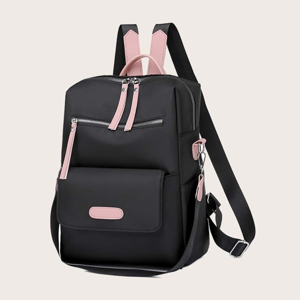 

Colorblock Pocket Front Backpack, Black