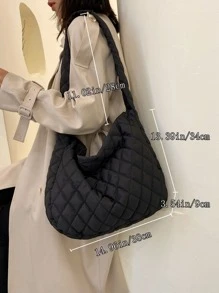 Nhẹ, Túi tote chần bông tối giản dành cho doanh nhân, Túi đeo chéo sức chứa lớn, Túi đeo vai có đệm hợp thời trang dành cho nữ tuổi teen Sinh viên đại học, tân binh & nhân viên văn phòng Hoàn hảo cho văn phòng, đại học, công việc, kinh doanh, đi làm, ngoài trời, du lịch, đi chơi - màu đen - Xem 5