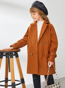 SHEIN Niñas Abrigo de manga raglán con botones