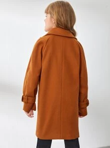 SHEIN Niñas Abrigo de manga raglán con botones