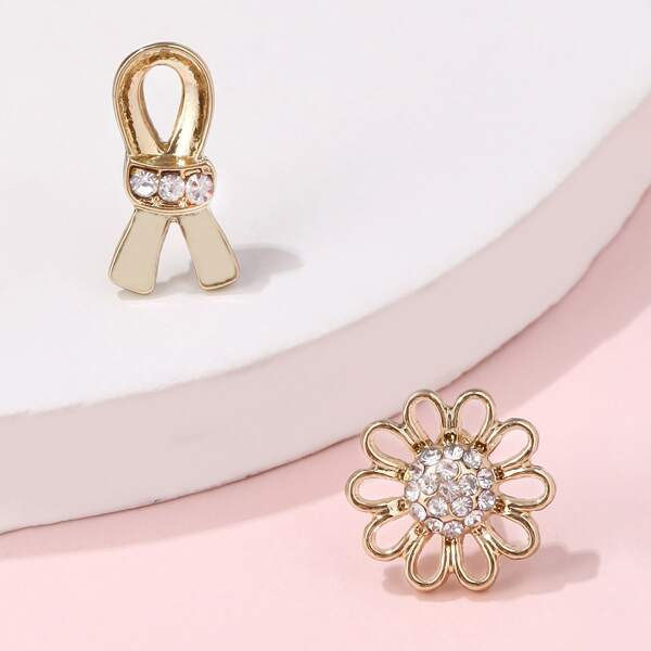 

Rhinestone Decor Mismatched Earrings, Gold