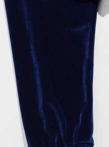 Muchica O-ring Zip Up Velvet Hoodie & Joggers Set - Navy Blue - View 5