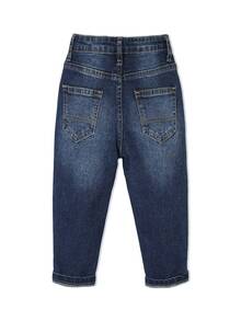 Bebé Jeans con bolsillo oblicuo - Azul lavado oscuro - Ver 2