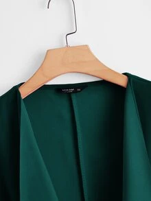 SHEIN Clasi Plus Waterfall Collar Belted Coat - Dark Green - View 4
