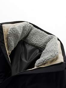 Manfinity Men 1pc Slant Pocket Zip Up Padded Coat - Black - View 3