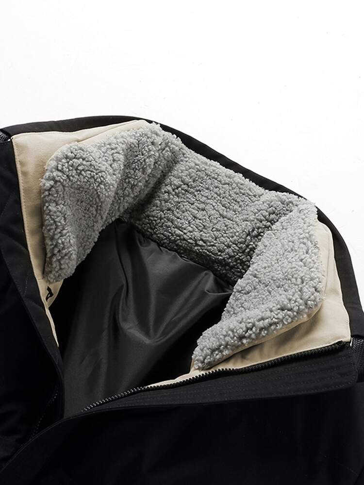 Manfinity Áo khoác nam có túi chéo, khóa kéo, đệm - màu đen - Xem 3