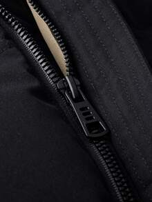 Manfinity Men 1pc Slant Pocket Zip Up Padded Coat - Black - View 4