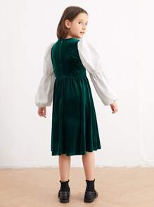 SHEIN Đầm Gái Dây kéo Khối Màu Hấp dẫn - Màu xanh lá cây đậm - Xem 2