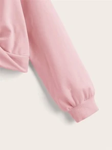 SHEIN Casual Long Sleeve Sweatshirt For Tween Girls Featuring Twist Front And Drop Shoulder Design - Baby Pink - View 3
