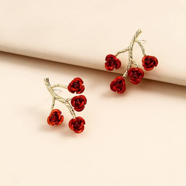 

Rose Design Earrings, Multicolor