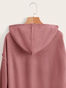 SHEIN Áo nỉ nữ tuổi teen in hình trái tim, có túi phía trước, thích hợp cho mùa Thu/Đông. - Bụi hồng - Xem 3