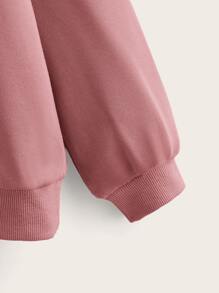 SHEIN Áo nỉ nữ tuổi teen in hình trái tim, có túi phía trước, thích hợp cho mùa Thu/Đông. - Bụi hồng - Xem 4