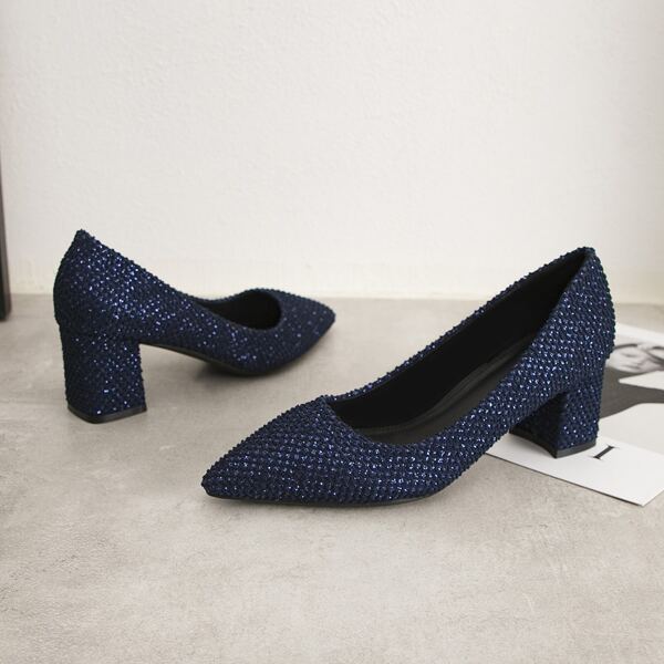 

Rhinestone Decor Glitter Court Pumps, Royal blue