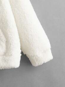 SHEIN Áo nỉ in hình gấu bông thêu chữ cho bé trai tuổi teen - trắng - Xem 4