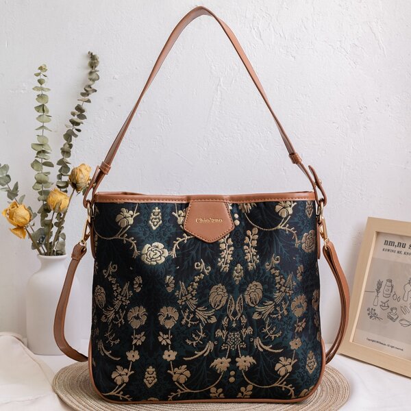 

Flower Embroidery Tote Bag, Multicolor