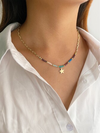 星形墜飾串珠項鏈