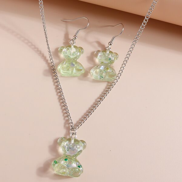 

3pcs Bear Jewelry Set, Green