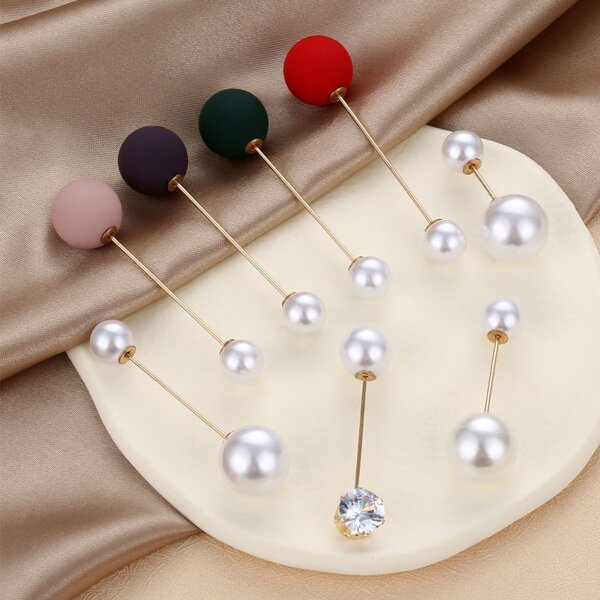 

8pcs Faux Pearl Decor Brooch, Multicolor