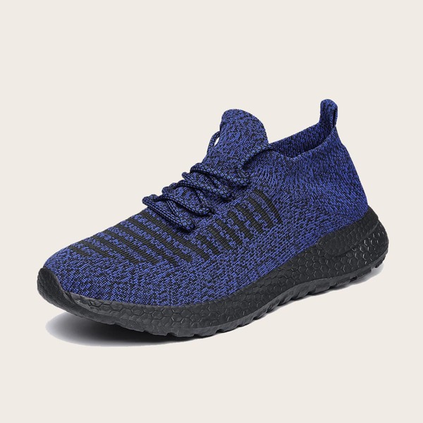 

Men Colorblock Lace Up Front Knit Sneakers, Blue
