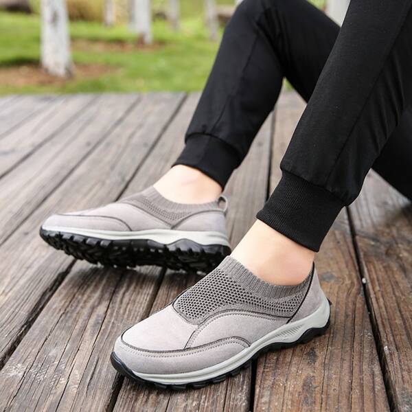 

Men Minimalist Hollow Out Slip On Sneakers, Grey