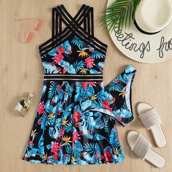 

Floral Print Bikini Swimsuit, Multicolor