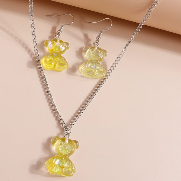 

3pcs Cartoon Bear Pendant Jewelry Set, Yellow