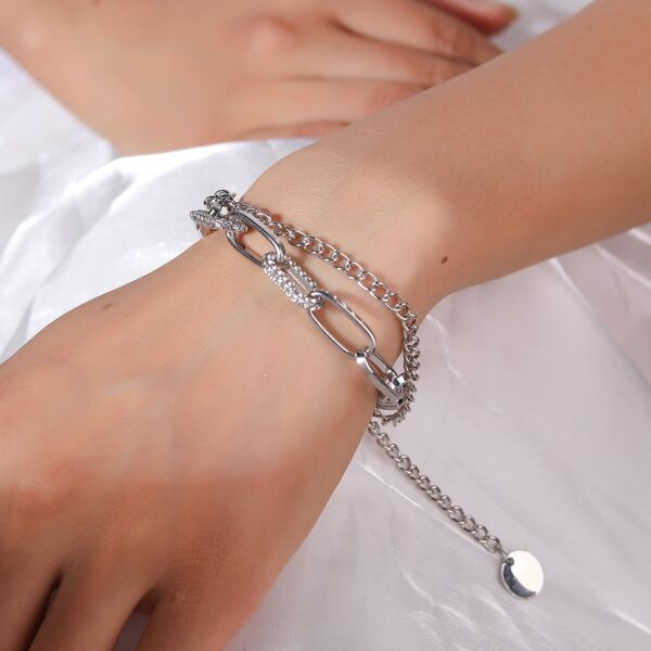 

Rhinestone Detail Bracelet, Silver