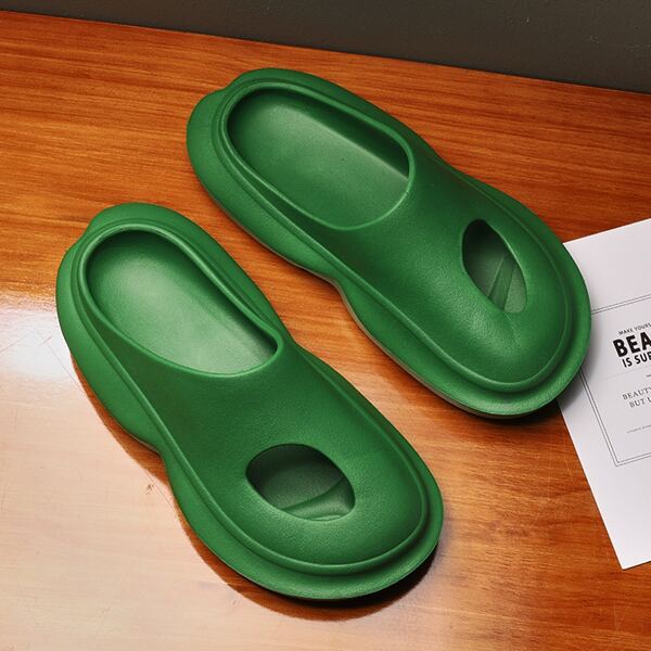 

Hollow Out Design Wide Fit Slides, Green
