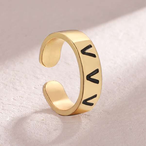 

Letter Pattern Cuff Ring, Multicolor
