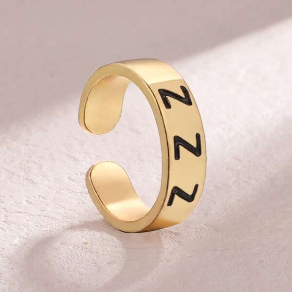 

Letter Pattern Cuff Ring, Multicolor