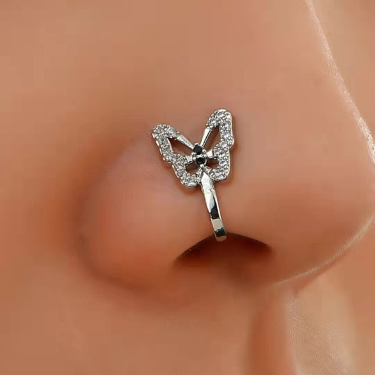 

Butterfly Decor Nose Ring, Silver